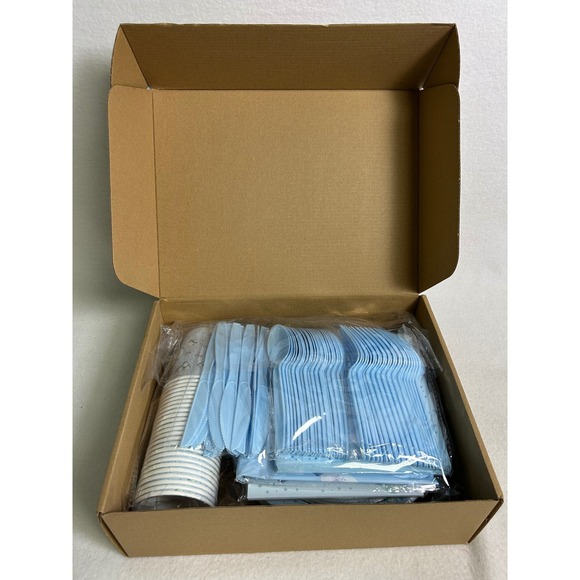 Other - Baby Shower Ideakuku Boy Blue It's a Boy Party Supplies Set Plates Cups Cutlery